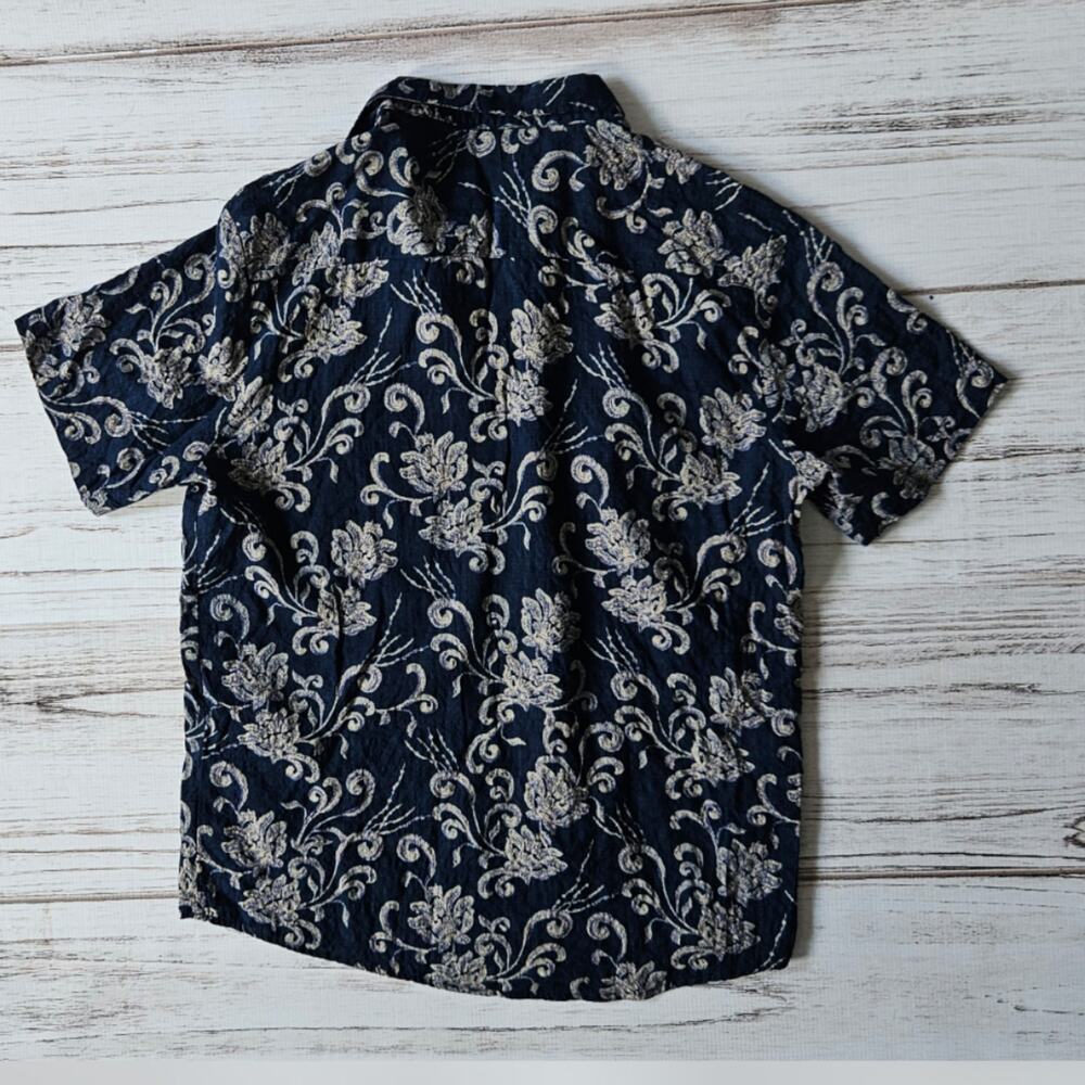 Vatpave Blue Printed Casual Short Sleeve Button Down Shirt sz M